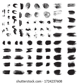 Black ink blots splash silhouettes isolated on white background