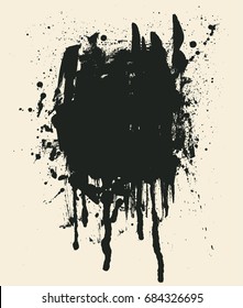 Black Ink Blots And Stains. Vector illustration. 