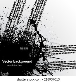 Black ink blots and tire track with white sample text. eps10