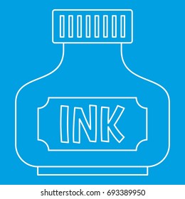 Black ink bottle icon blue outline style isolated vector illustration. Thin line sign