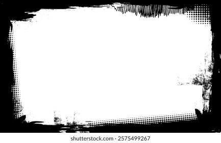 black ink brush blank frame border picture artistic grunge graphic element