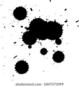 black ink brush dropped splash splatter grunge graphic element