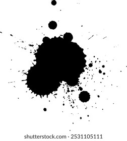 Pincel de tinta negra Salpicadura caída Salpicadura Grunge elemento gráfico