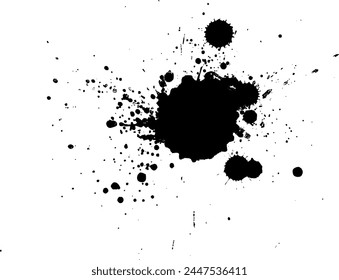 brocha de tinta negra salpicadura caída salpicadura en el fondo blanco