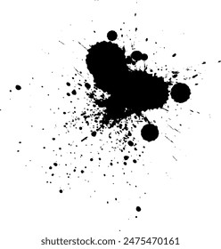 black ink brush dropped splatter splash artistic in grunge graphic element
