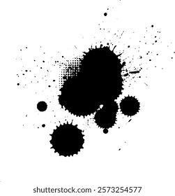 black ink brush dropped splatter splash grunge graphic element