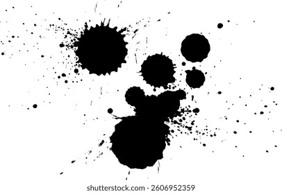 black ink brush dropped splatter splash artistic grunge graphic element