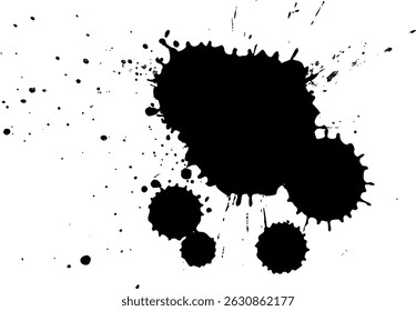 black ink brush dropped splatter splash on white background