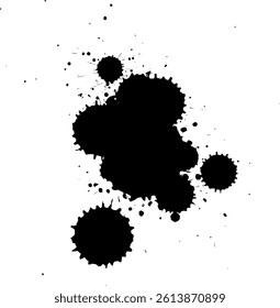 black ink brush dropping splatter splash on white background