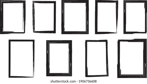 Black ink brush frame Brush Strokes Ink Style