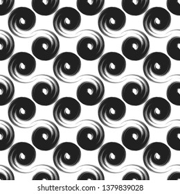 Black ink brush grunge square, brush strokes elements. Can be used as a finished illustration or as a seamless background / pattern. 