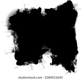 black ink brush painting banner label artistic grunge graphic element