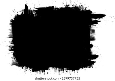 black ink brush painting banner label artistic grunge graphic element