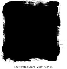 black ink brush painting black banner label artistic grunge graphic element