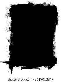 black ink brush painting banner label panel artistic grunge graphic element