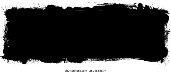 black ink brush painting banner label grunge graphic element abstract background