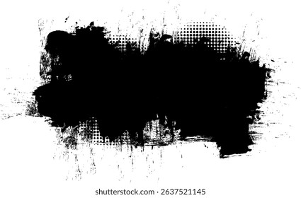 black ink brush painting banner label panel grunge graphic element artistic