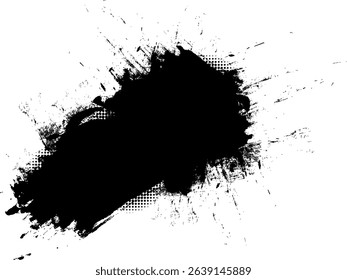 black ink brush painting banner label artistic abstract background