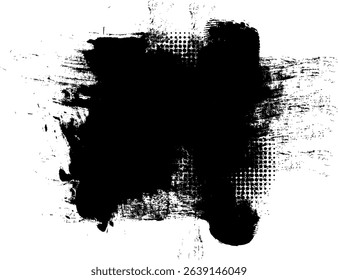 black ink brush painting banner label artistic grunge graphic element