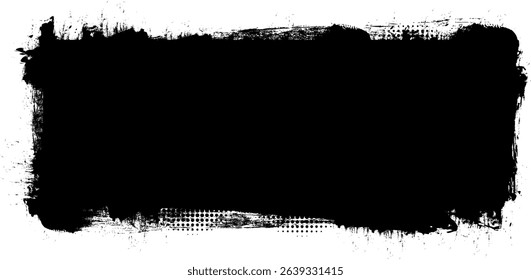 black ink brush painting banner label panel artistic abstract background