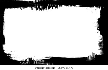 black ink brush painting blank frame border picture artistic grunge graphic element