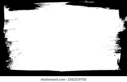 black ink brush painting blank space frame border picture artistic grunge graphic style