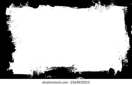 black ink brush painting blank space frame border artistic background