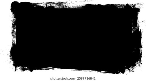 black ink brush painting blank banner label artistic grunge style abstract background