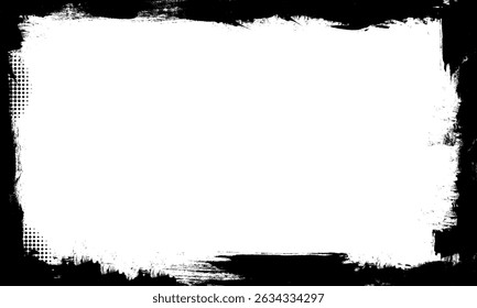 pintura de pincel de tinta preta quadro em branco borda imagens elemento gráfico grunge artístico
