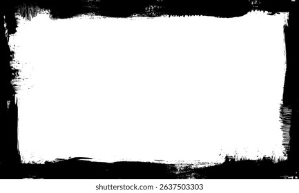 black ink brush painting blank frame border picture artistic grunge graphic element