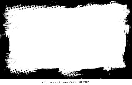 black ink brush painting blank frame border picture artistic graphic element