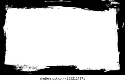 black ink brush painting frame border picture grunge graphic element