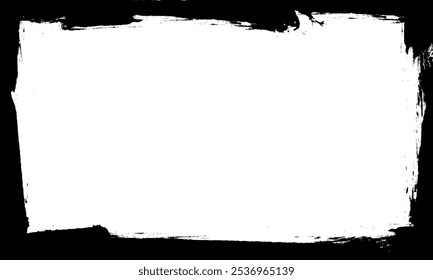 black ink brush painting lines blank frame border picture grunge graphic element