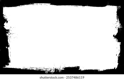 black ink brush painting stroke lines blank frame border picture grunge graphic element