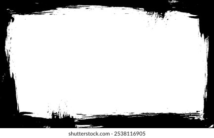 black ink brush painting stroke lines blank frame border picture grunge graphic element