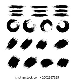 Black ink brush splash grunge elements megapack for your design and creation of brushes. 