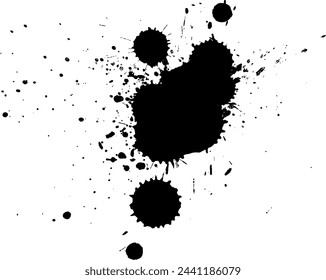 black ink brush splash splatter on white background