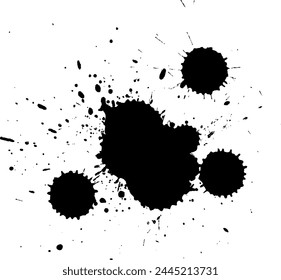 black ink brush splash splatter on white background