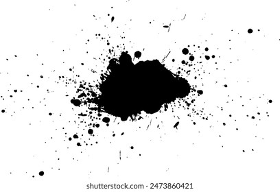 black ink brush splash splatter on white background