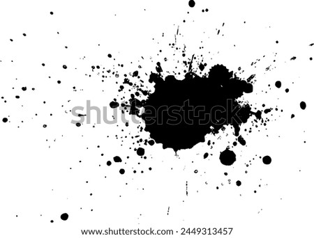 black ink brush splash splatter on white background grunge graphic vector