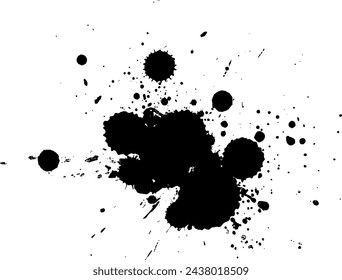 salpicadura de brocha de tinta negra sobre fondo blanco