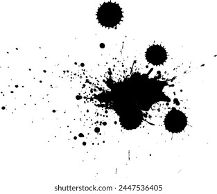 Schwarze Tinte Pinsel Spritzer auf weißem Hintergrund