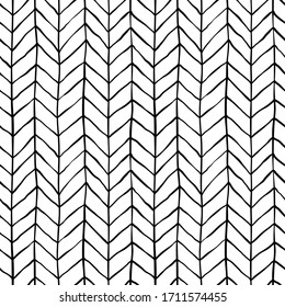 Black ink brush stokes seamless pattern