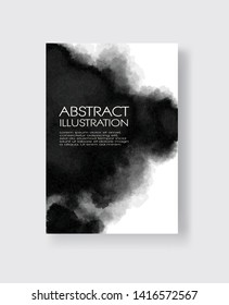 black ink brush stroke banner on white background. Japanese style. Vector illustration of grunge watercolor stains.