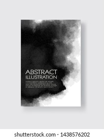 black ink brush stroke banner on white background. Japanese style. Vector illustration of grunge watercolor stains.