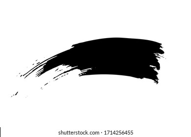 Black ink brush stroke. Chinese calligraphy black brush line isolated on white background. Dirty abstract grunge artistic design element for poster, banner, flyer. Vector illustration