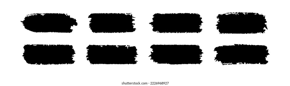 Black ink brush stroke collection bundle elements. Grunge solid lines vector illustration.