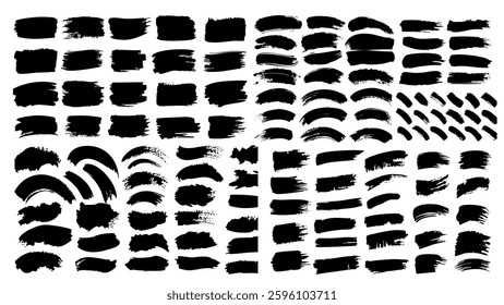 Black Ink Brush Stroke Collection Set