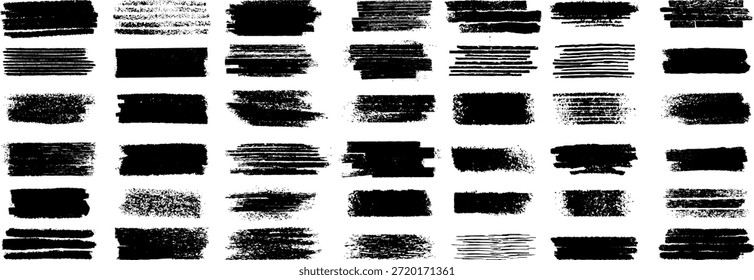 Black Ink Brush Stroke Collection Hand-drawn Texture Elements Suitable for Graphic Design Texture Backgrounds and Brush Elements