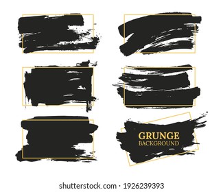 Schwarzer Pinselstrich einzeln auf weißem Hintergrund. Chinesische Kalligraphie oder Textur. Künstliches Design-Element, Feld, Rahmen mit leerem Platz für Text. Vektorgrafik
